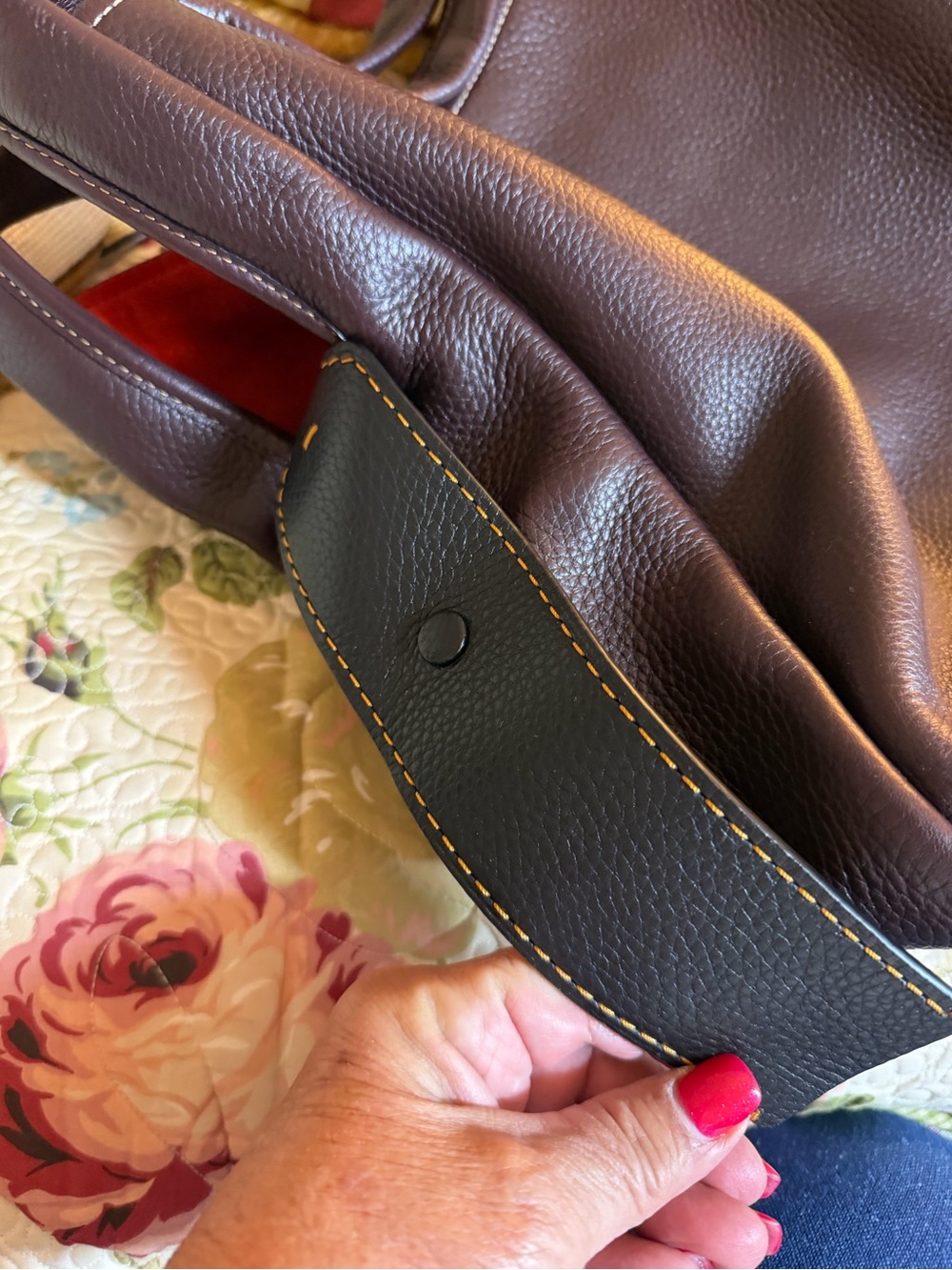 Coach vintage hobo dark burgundy leather  suede interior
 removable black bag - Picture 3 of 7